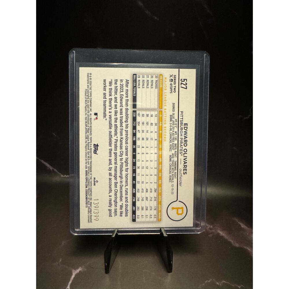 2024 Topps #527 Edward Olivares Aqua Foil Parallel /399 - Picture 2 of 3